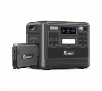 FOSSiBOT F2400 Power Station: 2048Wh LiFePO4 solargenerator with 3 x 230 V AC Output 2400W (4800W Peak), 1.5H full charge, UPS, 100W USB-C Output, Applicable to RV/Camping/Home (F2400+FAC580)