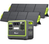 FOSSiBOT F2400 Powerstation 2040 Wh with 2 x 200 W Solar Panel, LiFePO4 Solar Generator with 2400 W AC Outputs (4800 W Peak), Power Storage, Emergency Power Generator for Outdoor Camping, Car Travel,