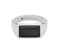 Fossil 32025869 Men's Ring Stainless Steel Onyx, 64, Stainless Steel, No Gemstone