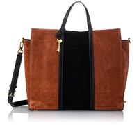 Fossil Bag for Women Carmen, Leather/Leather, Polyurethane, Suede Trim Tote brown/black 38.1 cm L x 15.9 cm W x 33 cm H ZB7891199