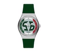 Fossil Big Tic World Flags Mexico And Italy Multicolour Dial Green Silicone Strap Watch