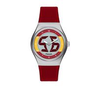 Fossil Big Tic World Flags Spain Multicolour Dial Red Silicone Strap Watch