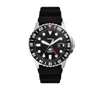 Fossil Blue GMT Watch for Men, Three Hand Date Movement with Stainless Steel or Silicon Strap
