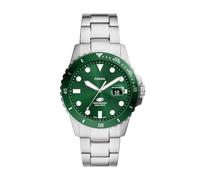 FOSSIL Blue Watch for Men, Quartz Movement with Stainless Steel or Leather Strap,Green and Silver Tone,42 mm