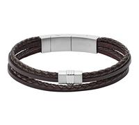 Fossil Bracelet for Men Casual Texture, inner length 175mm~190mm black Leather Bracelet, JF02934040