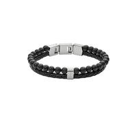 Fossil Bracelet for Men , Inner Length: 180mm + 15mm black & Silver Stainless Steel Bracelet, JF02763040