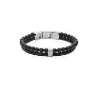 Fossil Bracelet for Men , Inner Length: 180mm + 15mm black & Silver Stainless Steel Bracelet, JF02763040
