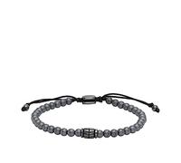 Fossil Jewellery Fossil Gents Hematite Gunmetal Beaded Bracelet 25cm