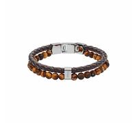 Fossil Jewellery Fossil Gents Vintage Casual Tiger's Eye & Brown Leather Bracelet 18-19.5cm