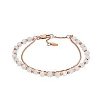 Fossil Bracelt for Women All Stacked Up, Rose Quartz Chain Beaded Bracelet, Length: 165mm+35mm, Width: 4mm, JF04444791