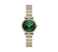 Fossil Carlie Mini Women's Green Dial Three-Hand Two-Tone Stainless Steel Bracelet Watch