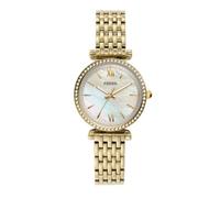 Fossil Carlie Watch for Women, Gold Tone Quartz Three Hand Movement with Stainless Steel Strap