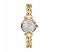 Fossil Carlie Watch for Women, Gold Tone Quartz Three Hand Movement with Stainless Steel Strap,Gold Tone and White