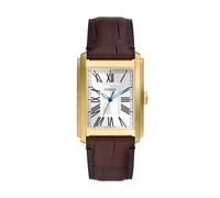 Fossil Carraway Men's Silver-Tone Dial Brown Leather Strap Watch