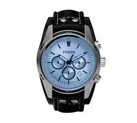 Fossil Watch for Men Coachman, Quartz Chronograph Movement, 45 mm Silver Stainless Steel Case with a Genuine Leather Strap, CH2564