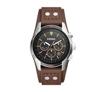 Fossil Watch for Men Coachman, Quartz Chronograph Movement, 44 mm Silver Stainless Steel Case with a Genuine Leather Strap, CH2891