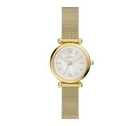 Fossil Carlie Watch for Women, Gold Tone Quartz Three Hand Movement with Stainless Steel Strap,French Pale Gold