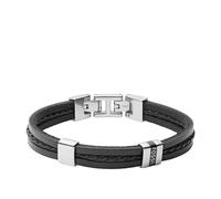 Fossil Essentials Men's Black Leather Multi-Strand Bracelet