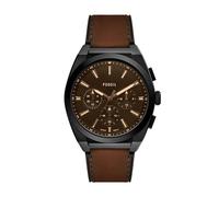 Fossil Everett Men's Chronograph Black Dial Brown Leather Strap Watch