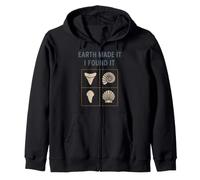 Fossil Finds Collection Ammonite Shark Tooth Prehistory Gift Zip Hoodie