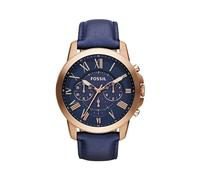 Fossil FS4835 Grant Rose Gold tone Case Blue Leather Band Men's Watch
