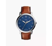 Fossil FS5304 Silver Plated Stainless Steel Men's The Minimalist 3H Quartz Movement Leather Strap Watch