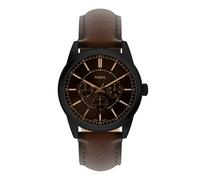 Fossil FS6138 Pearson Multi Function Black IP Brown Leather Strap Watch - W10420