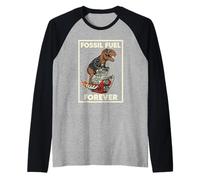 Fossil Fuel Forever T-Rex V8 Engine Anti EV Car Guys Humor Raglan Baseball Tee