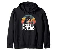 Fossil Fueled Dinosaur Coffee Lover Trex Retro Funny Morning Zip Hoodie
