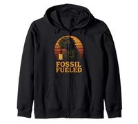 Fossil Fueled Dinosaur Coffee Lover Trex Retro Funny Morning Zip Hoodie