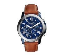 Fossil Gents 44.00mm Quartz Watch with Blue Analogue dial and Brown Leather Strap Strap FS5151