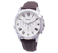 Fossil Grant Chronograph White Dial Quartz Leather Strap FS4735 Men's Watch
