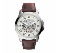 Fossil ME3099 Men's Grant Skeleton Automatic Leather Strap Watch, Brown/White