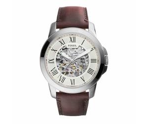 Fossil Grant Men's Automatic Watch with Off-White Dial and Brown Leather Strap ME3099