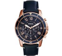 Fossil Grant Sport Chronograph Leather Strap, Blue, One Size, Grant Sport FS5237