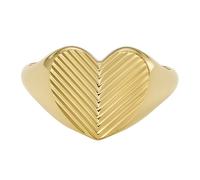 Fossil Harlow Ladies' Linear Texture Heart Gold Tone Signet Ring - Size L