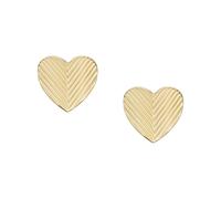 Fossil Harlow Women's Linear Texture Heart Gold Tone Stud Earrings