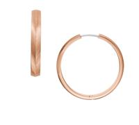 Fossil Harlow Women's Linear Texture Rose Gold Tone 37mm Hoop Earrings