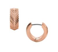 Fossil Harlow Women's Rose Gold Tone Linear Texture Hoop Earrings
