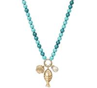 Fossil JA7318710 Women's Necklace Brass Gold Blue Acrylic Beads 45.7 cm