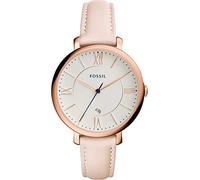 FOSSIL Jacqueline Leather Watch - Analogue Women's Quartz Wrist Watch with Date Function in Gift Box - Rose Gold Stainless Steel Case