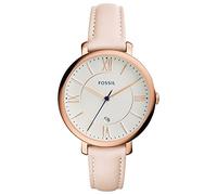 FOSSIL Jacqueline Leather Watch - Analogue Women's Quartz Wrist Watch with Date Function in Gift Box - Rose Gold Stainless Steel Case