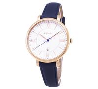 Fossil Jacqueline Silver Dial Navy Blue Leather Quartz ES3843 Women's Watch