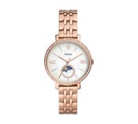 Fossil Jacqueline Watch for Women, multifunctional movement with Stainless steel or Leather Strap, Rose gold tone and white