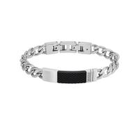 Fossil Jewellery Fossil Gents Textured Plaque Stainless Steel & Black Chain Bracelet 20.5cm