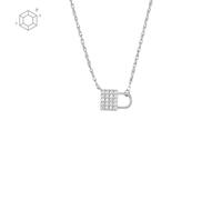 Fossil Jewellery Fossil Lock Sterling Silver Lock Chain CZ Necklace 0.6cm, 40cm + 5cm