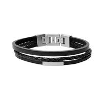 Fossil Bracelet for Men Vintage Casual, Length: 180mm - 195mm black Leather Bracelet, JF03322040