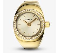 Fossil Ladies Gold Tone Diamond Bezel Ring Watch ES5319