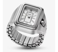 Fossil Ladies Raquel Silver Tone Rectangular Ring Watch ES5344
