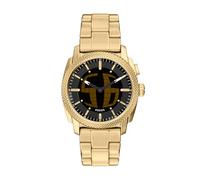 Fossil Machine Watch for Men, 41mm Ana-Digi Bigtic Movement with Stainless Steel or Leather Strap,Brown and Gold Tone